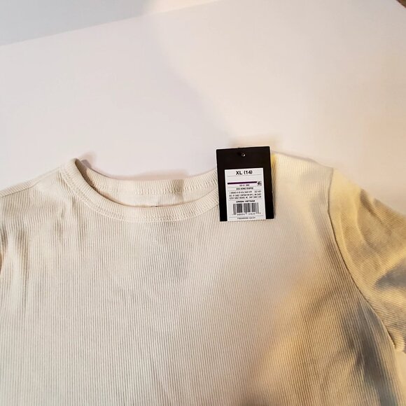 H&M Kids Ribbed White T-Shirt Top Crew neck design Short sleeves Size XL 14 - Picture 2 of 7